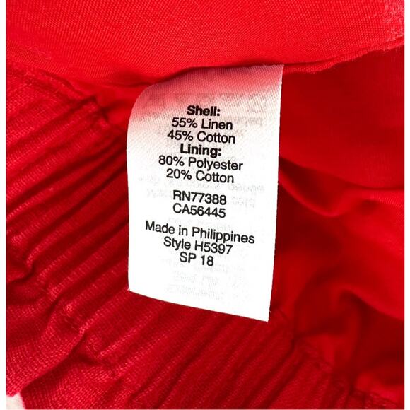 J. Crew Skirt WMNS 10 Red Scalloped Edge Linen Blend Pull On Elastic Waist Mini - Picture 5 of 8